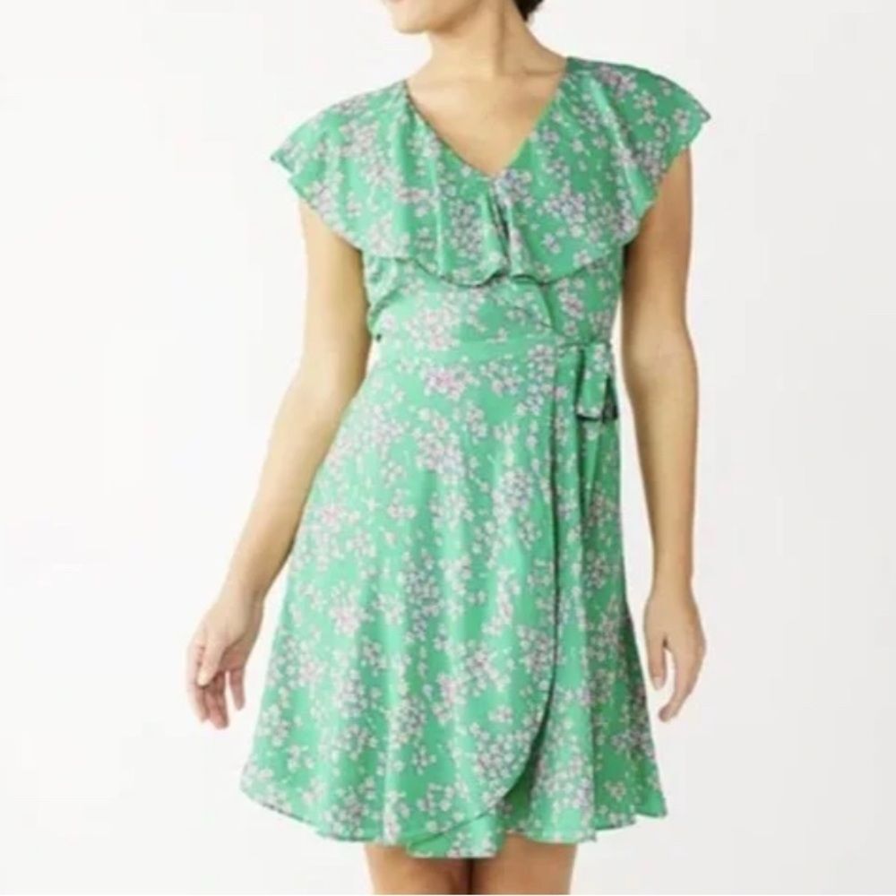 Draper James Mint Green Floral Wrap Dress